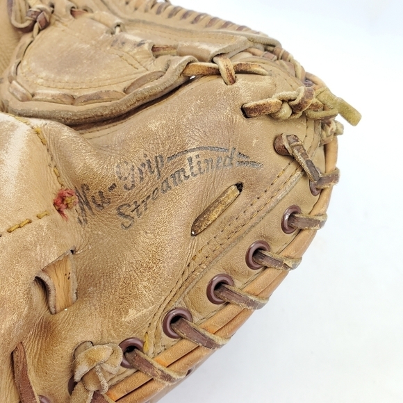 RAWLINGS Catcher Mitt Walker Cooper 10.5” RHT Leather Baseball Glove VTG 50s 60s - Picture 8 of 16